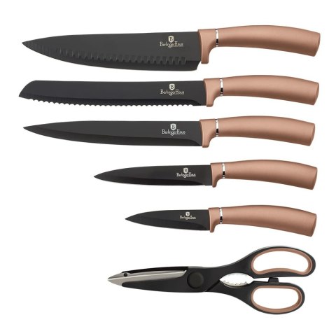 KOMPLET NOŻY W STOJAKU 7 EL. BERLINGER HAUS ROSE GOLD BH-2583
