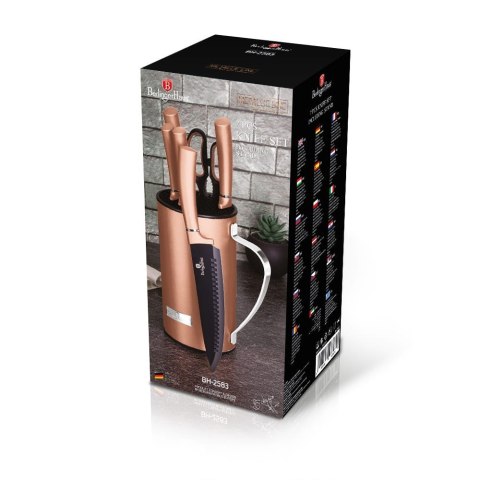 KOMPLET NOŻY W STOJAKU 7 EL. BERLINGER HAUS ROSE GOLD BH-2583