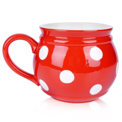 Kubek ceramiczny do herbaty grzanego wina czerwony w grochy duży 950 ml ORION 125654