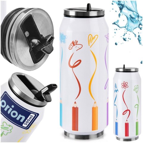 Kubek termiczny PUSZKA z rurką słomką ustnikiem na kawę do szkoły KREDKI 500 ml ORION 128531