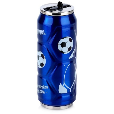 Kubek termiczny PUSZKA ze słomką ustnikiem na kawę piłka niebieski 500 ml ORION 125895