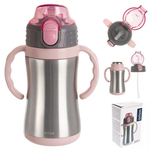 Kubek termiczny dla dzieci z ustnikiem butelka bidon różowy 300ml ORION 128516