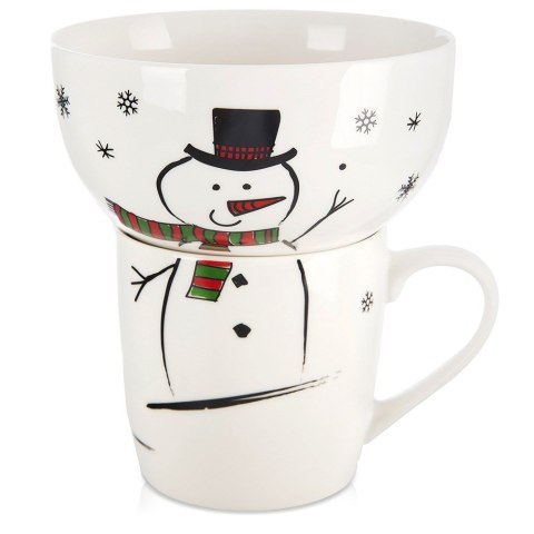 Kubek z miseczką do zupy dla dziecka dzieci porcelanowy bałwan 2 ele. ORION 129646