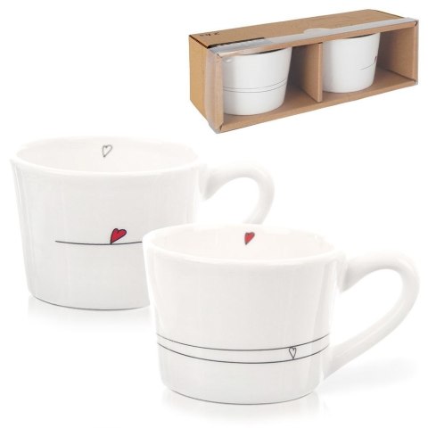Kubki ceramiczne do kawy herbaty SERCE 200 ml zestaw kubków 2 sztuki ORION 128863