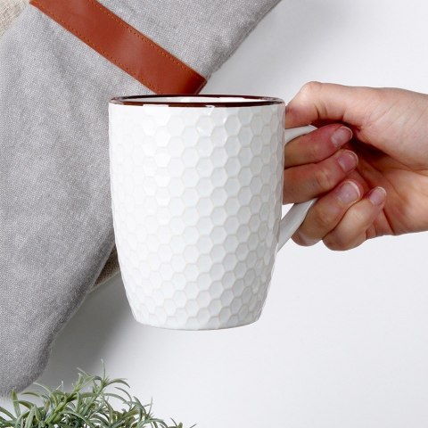 Kubki ceramiczne do kawy herbaty białe 400 ml zestaw kubków 4 sztuki VILDE 139674