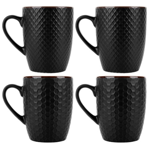 Kubki ceramiczne do kawy herbaty czarne 400 ml zestaw kubków 4 sztuki VILDE 139673