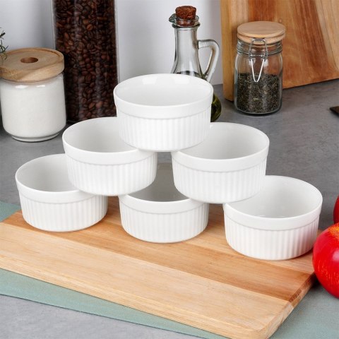 Miseczki kokilki ceramiczne do zapiekania piekarnika białe 260ml 6-ele VILDE 279006