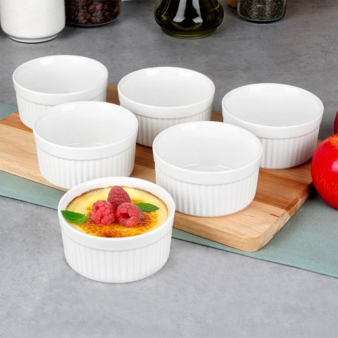 Miseczki kokilki ceramiczne do zapiekania piekarnika białe 260ml 6-ele VILDE 279006