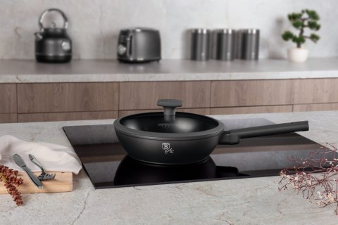 PATELNIA GŁĘBOKA TYTANOWA Z POKRYWKĄ 24CM BERLINGER HAUS ANTRACIT BH-8122