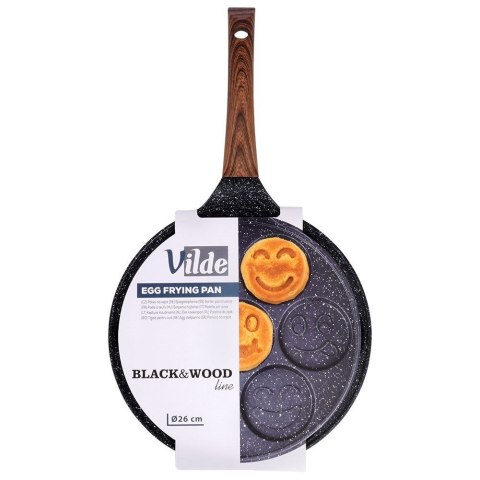 Patelnia granitowa do jajek sadzonych placków pancakes 7 otworów BLACK&WOOD 26 cm VILDE 199008