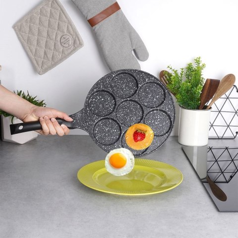 Patelnia granitowa do jajek sadzonych placków pancakes 7 otworów GRANDE 27 cm ORION 112974
