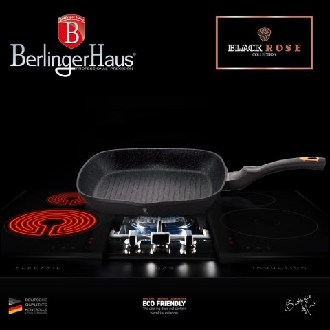 PATELNIA GRANITOWA GRILL 28CM BERLINGER HAUS BLACK ROSE BH-1636-N