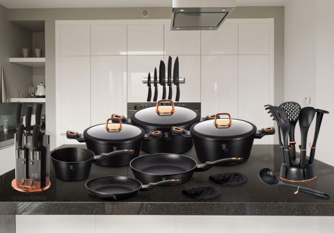 PATELNIA GRANITOWA GRILL 28CM BERLINGER HAUS BLACK ROSE BH-1636-N