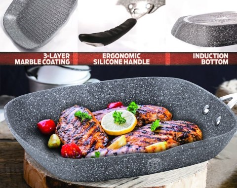 PATELNIA GRILL BERLINGER HAUS 28CM GRAY STONE TOUCH BH-1163