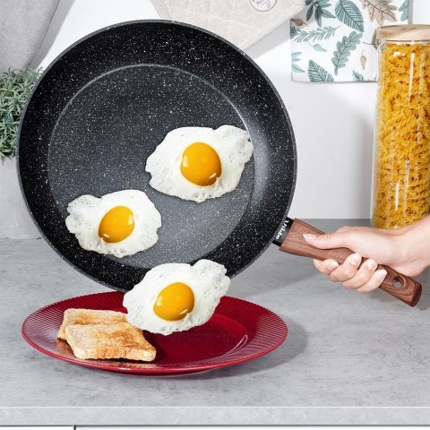 Patelnia granitowa nieprzywierająca indukcja NON-STICK BLACK&WOOD duża 32 cm VILDE 199064
