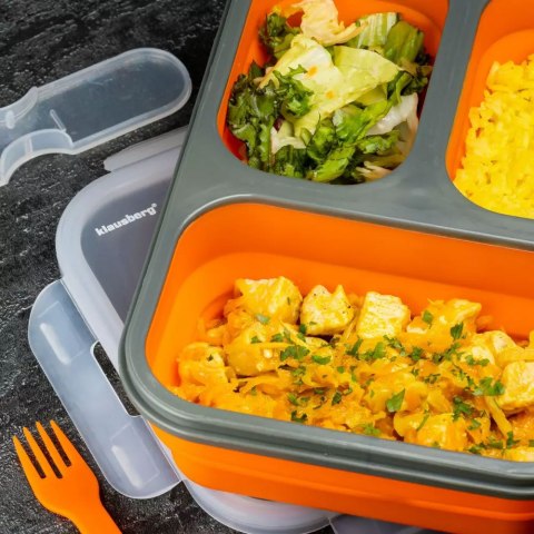 POJEMNIK LUNCHBOX SILIKONOWY 1100ml 3-KOMOROWY KLAUSBERG KB-7024