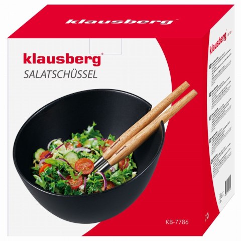 PORCELANOWA MISA 23cm DO SAŁATEK Z ŁYŻKAMI KLAUSBERG KB-7786 CZARNA