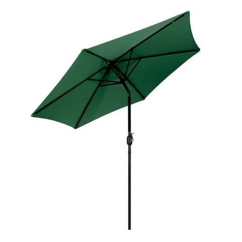 DUŻY PARASOL OGRODOWY SKOŚNY ŁAMANY Z KORBĄ 6 ŻEBER ZIELONY 270 CM MULTIGARDEN