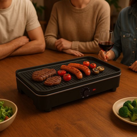 GRILL ELEKTRYCZNY 3W1 STOJĄCY STOŁOWY PŁYTA GRILLOWA OCIEKACZ TERMOSTAT MULTIGARDEN