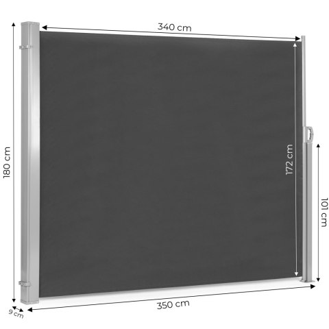 SKŁADANA MARKIZA 350X180 CM BOCZNA ROLETA PARAWAN DO OGRODU NA TARAS ANTRACYT MULTIGARDEN