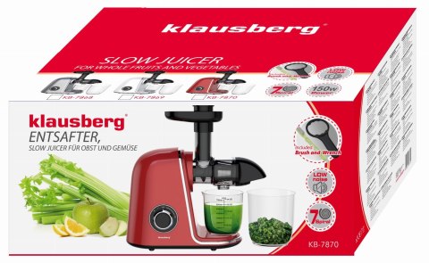SOKOWIRÓWKA WOLNOOBROTOWA 150W DO OWOCÓW I WARZYW COLD PRESS KLAUSBERG KB-7870