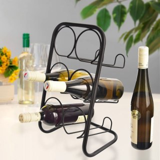 Stojak na wino do 6 butelek wina metalowy czarny na butelki 22.5x39cm ORION 540602