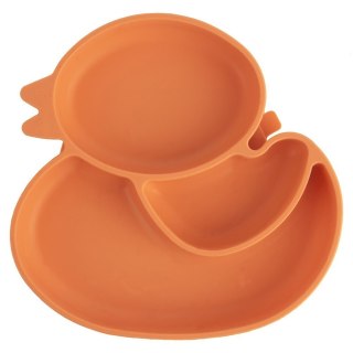 Talerz dla dziecka dzieci silikonowy dzielony pomarańczowa kaczka 19.5x19cm ORION 129569