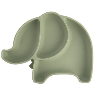 Talerz dla dziecka dzieci silikonowy dzielony zielony słonik 23.5x19x3.5cm ORION 129572