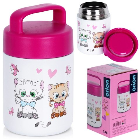 Termos obiadowy stalowy na obiad dla dzieci KOTEK 450 ml ORION 128506