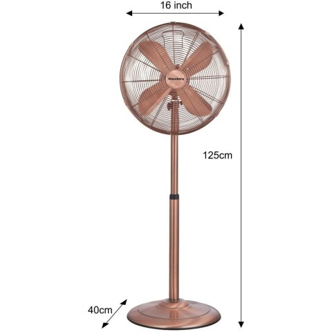 WENTYLATOR STOJĄCY PODŁOGOWY 40CM 50W METALOWY KLAUSBERG KB-7719 ROSEGOLD