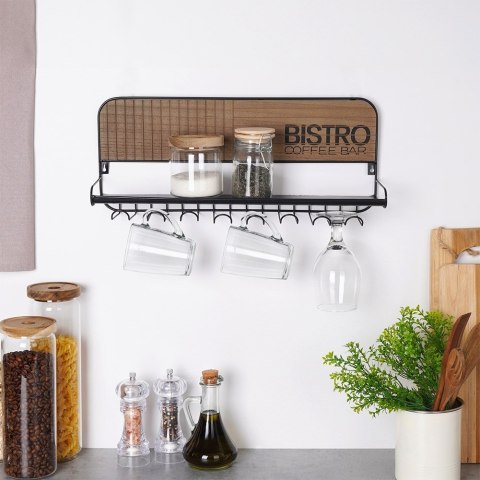 Wieszak na kieliszki kubki filiżanki ścienny półka uchwyt 48x12x20cm BISTRO VILDE 229102