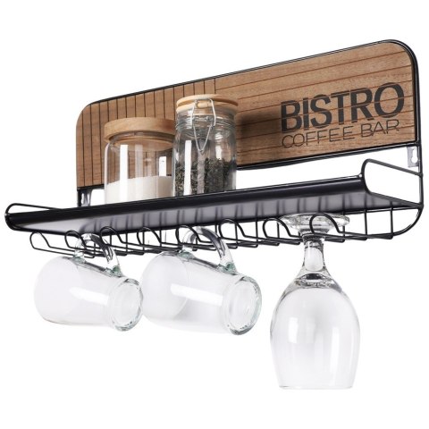 Wieszak na kieliszki kubki filiżanki ścienny półka uchwyt 48x12x20cm BISTRO VILDE 229102