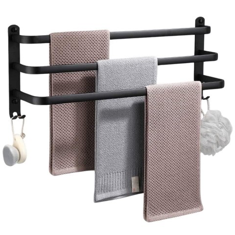 Wieszak ścienny na ręczniki uchwyt do wieszania METALOWY czarny 60cm VILDE 569707