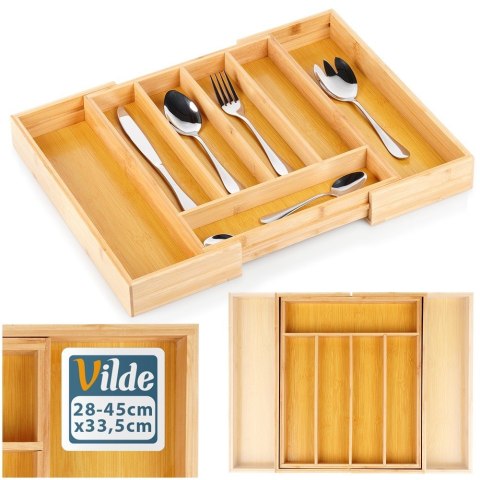 Wkład na sztućce do szuflady szuflad organizer rozsuwany bambusowy 28-45x33.5cm VILDE 229196