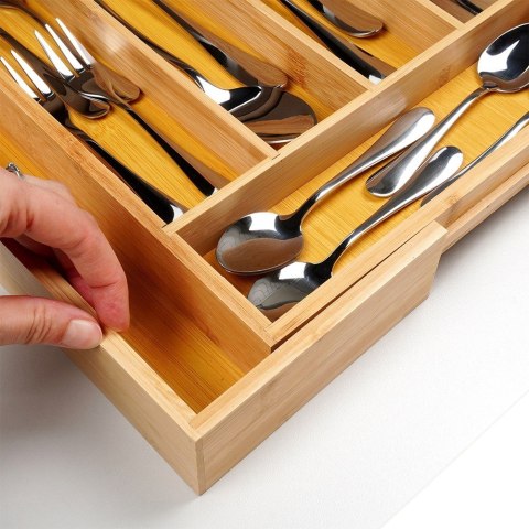 Wkład na sztućce do szuflady szuflad organizer rozsuwany bambusowy 28-45x33.5cm VILDE 229196