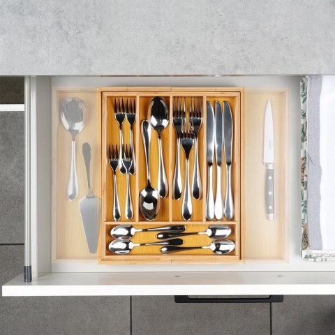 Wkład na sztućce do szuflady szuflad organizer rozsuwany bambusowy 28-45x33.5cm VILDE 229196