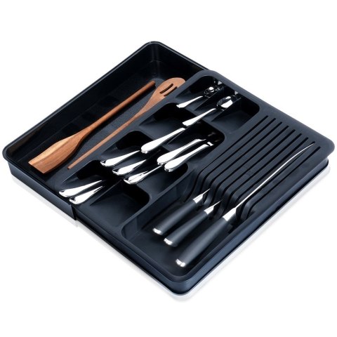 Wkład na sztućce do szuflady szuflad organizer rozsuwany czarny 40x31cm VILDE 229145