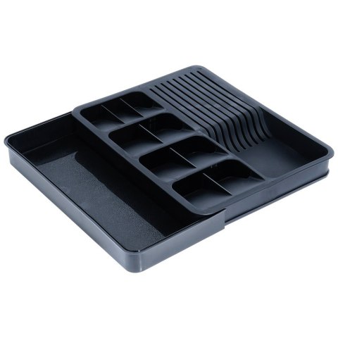 Wkład na sztućce do szuflady szuflad organizer rozsuwany czarny 40x31cm VILDE 229145
