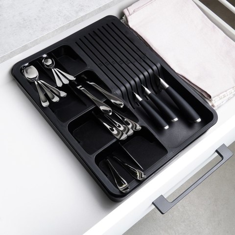 Wkład na sztućce do szuflady szuflad organizer rozsuwany czarny 40x31cm VILDE 229145
