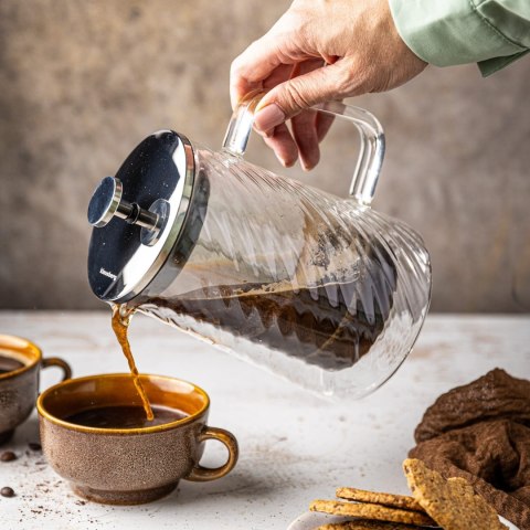ZAPARZACZ DO KAWY HERBATY SZKLANY 350ML FRENCH PRESS KLAUSBERG KB-7762 SREBRNY