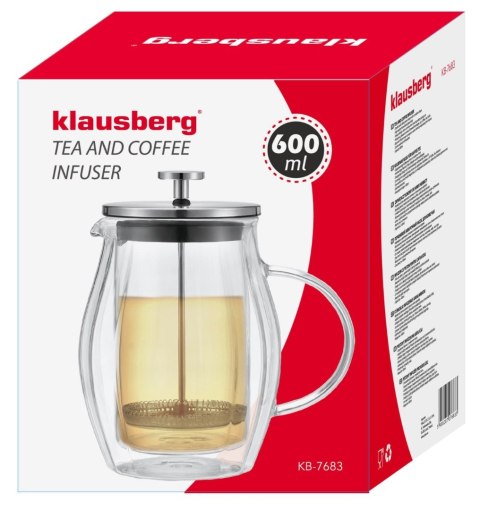 Zaparzacz Do Kawy Herbaty 0,60L FRENCH PRESS KLAUSBERG KB-7683