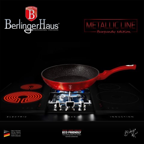 ZESTAW 3 PATELNI GRANITOWYCH 20/24/28CM BERLINGER HAUS METALLIC BURGUNDY LINE BH-1288-NF