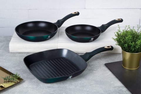 ZESTAW 3 PATELNI TYTANOWYCH BERLINGER HAUS METALLIC EMERALD BH-6167