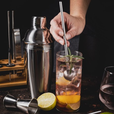 ZESTAW BARMAŃSKI DO DRINKÓW KOKTAJLI 15-ELE SHAKER SREBRNY KLAUSBERG KB-7653