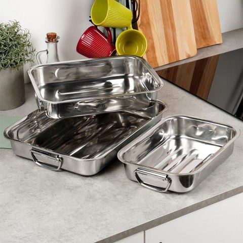 Brytfanna stalowa prostokątna brytfanka 3 sztuki EXCELLENT HOUSEWARE 123718
