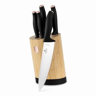 ZESTAW NOŻY W BLOKU BAMBUSOWYM 6-ELE BERLINGER HAUS BLACK ROSE BH-2752