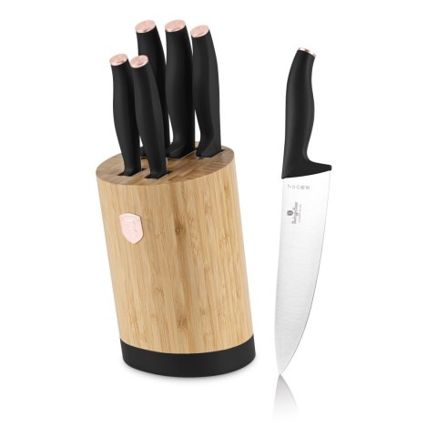 ZESTAW NOŻY W BLOKU BAMBUSOWYM 6-ELE BERLINGER HAUS BLACK ROSE BH-2752