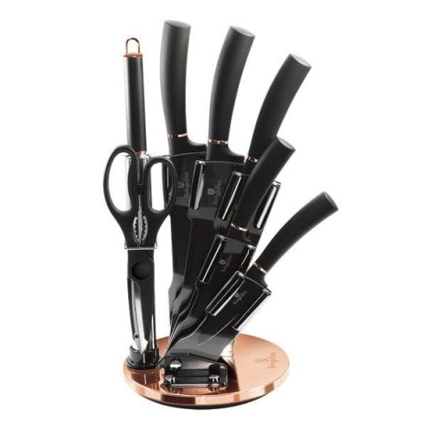 ZESTAW NOŻY W STOJAKU 8 EL. BERLINGER HAUS BLACK ROSE LINE BH-2421
