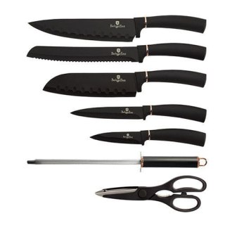 ZESTAW NOŻY W STOJAKU 8 EL. BERLINGER HAUS BLACK ROSE LINE BH-2421