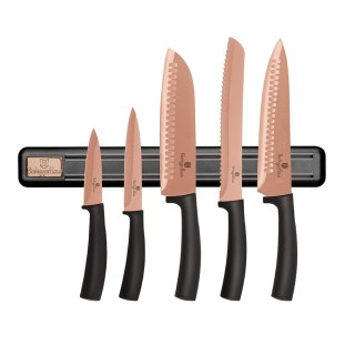 ZESTAW NOŻY Z LISTWĄ MAGNETYCZNĄ 6 EL. BERLINGER HAUS ROSE GOLD BH-2614